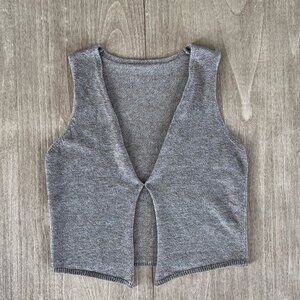 Khaki Brown Knit Open Front Vest Tank Top, Size M